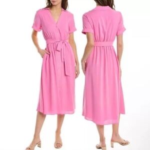 NWT Women's ALEXIA ADMOR Liv Button-Down Midi Shirt Dress, Size 14, Pink